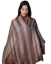 Shimmer Wool Blend Stole Bold  Striped Pattern
